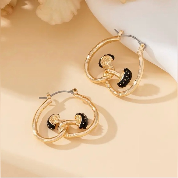 Jewelry - Mushroom Bohemian Hoop Earrings New